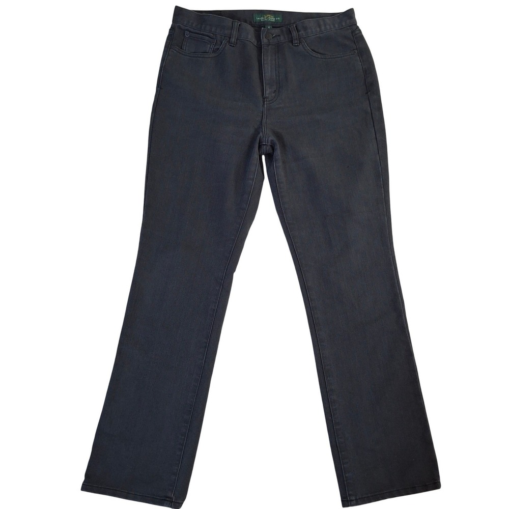 Lauren Ralph Lauren Classic Straight‎ Leg Jeans Gray Dark Wash Womens 10 Stretch